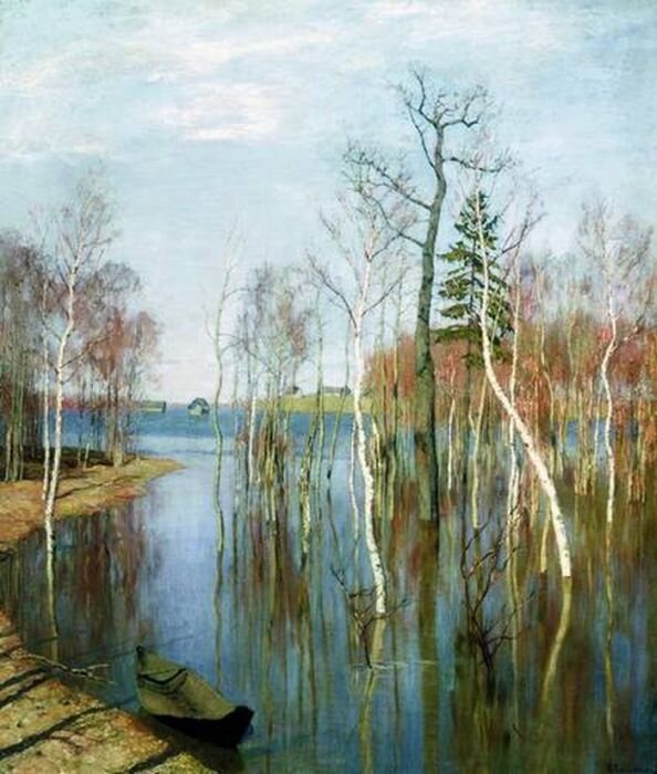«Весна. Большая вода». (1897). Левитан И. И. 
Весна, весна! Как высоко,
На крыльях ветерка,
Ласкаясь к солнечным лучам,
Летают облака!

