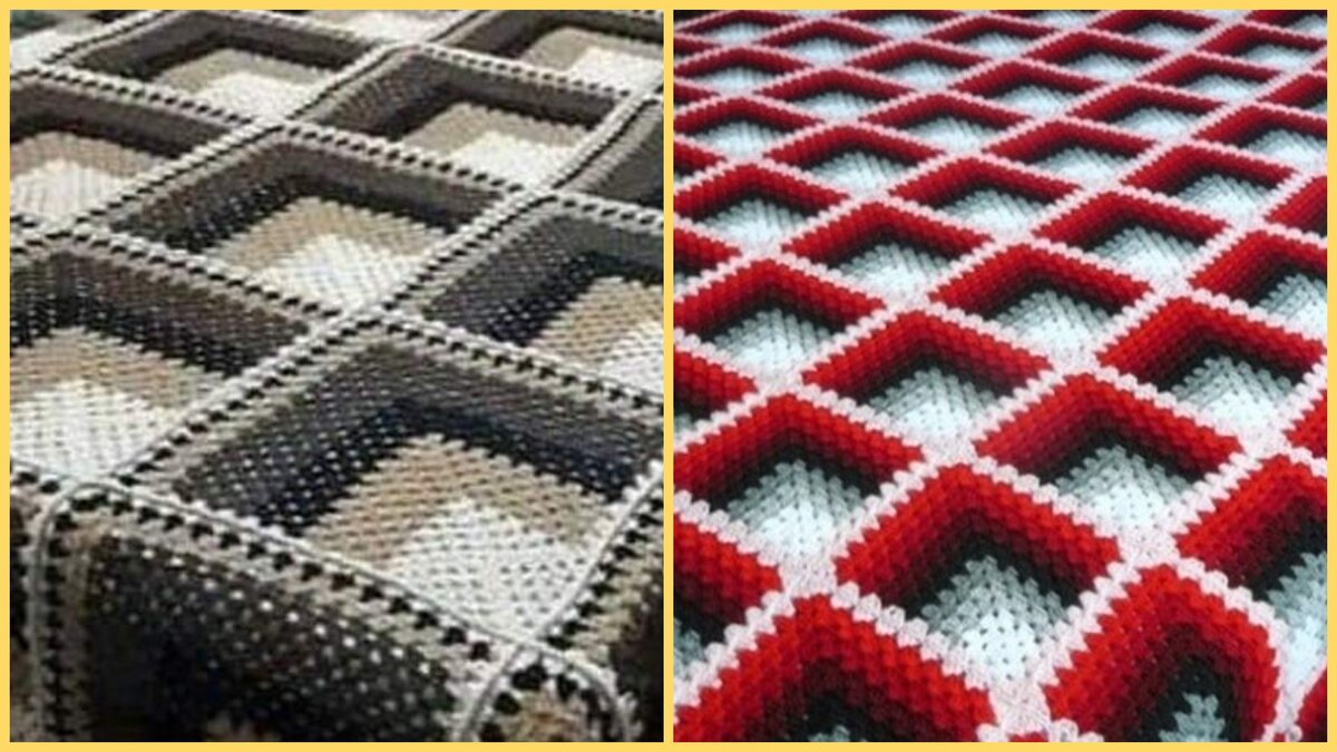 1 Узоры крючком Квадратики по диагонали Crochet patterns square diagonally