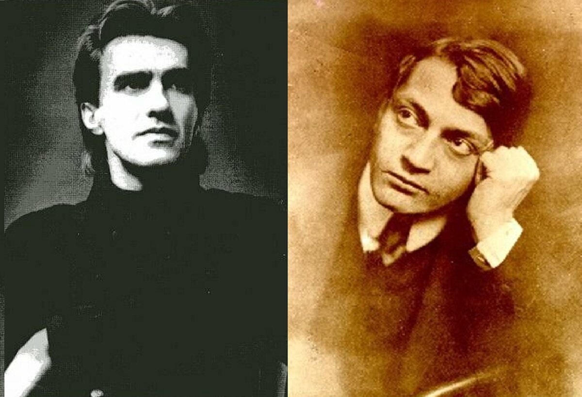 Слева: Бутусов, Вячеслав Геннадьевич - советский и российский рок-музыкант, композитор, певец, лидер групп "Наутилус Помпилиус", "Ю-Питер", "Орден Славы".  Справа: Ади, Эндре (1877-1919) - венгерский поэт, мыслитель, общественный деятель. 