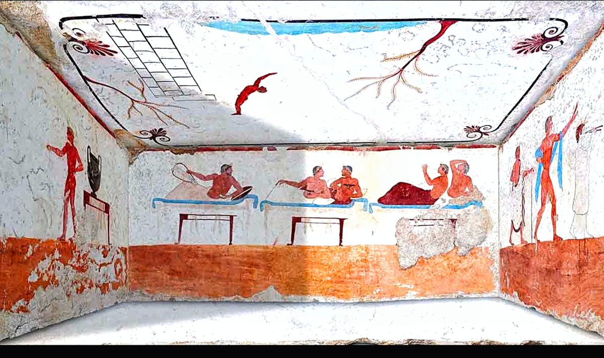 Фрески «Гробницы ныряльщика» V в. до н.э. Археологический музей Пестума 