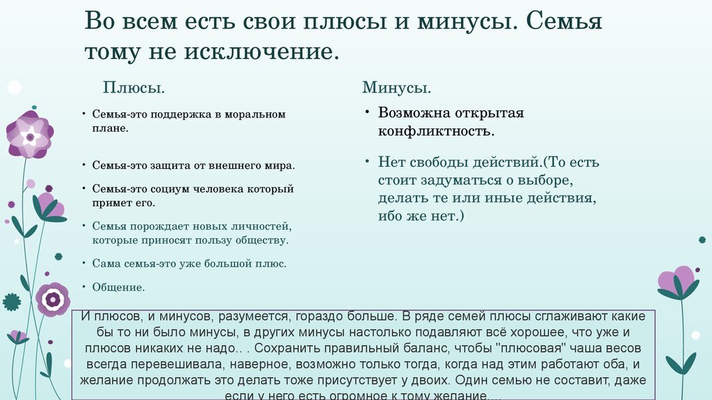 Плюсы и минусы