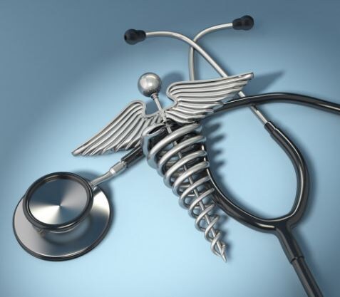 Символ медицины с самым узнаваемым врачебным прибором - стетоскопом