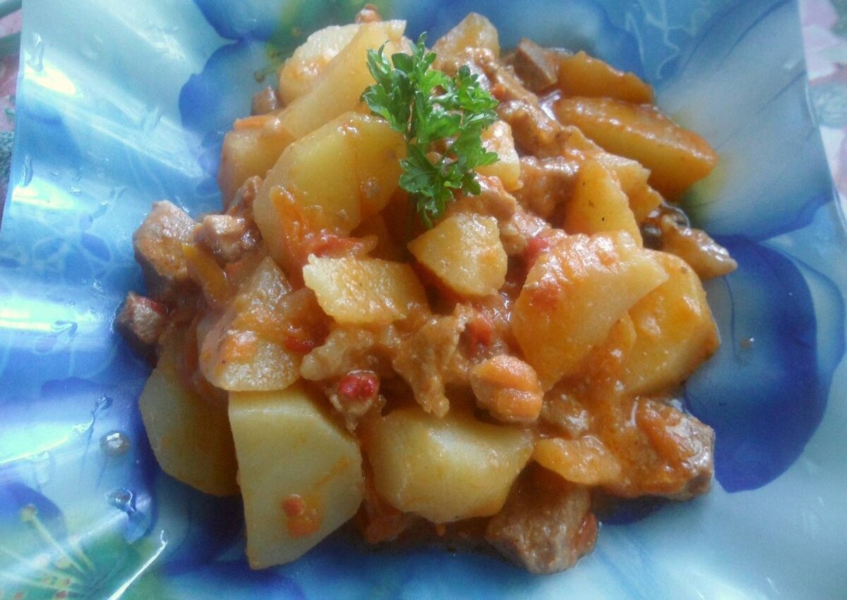 Галина кухня тушеная картошка с мясом