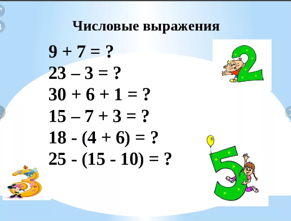 Числовые выражения 2 класс