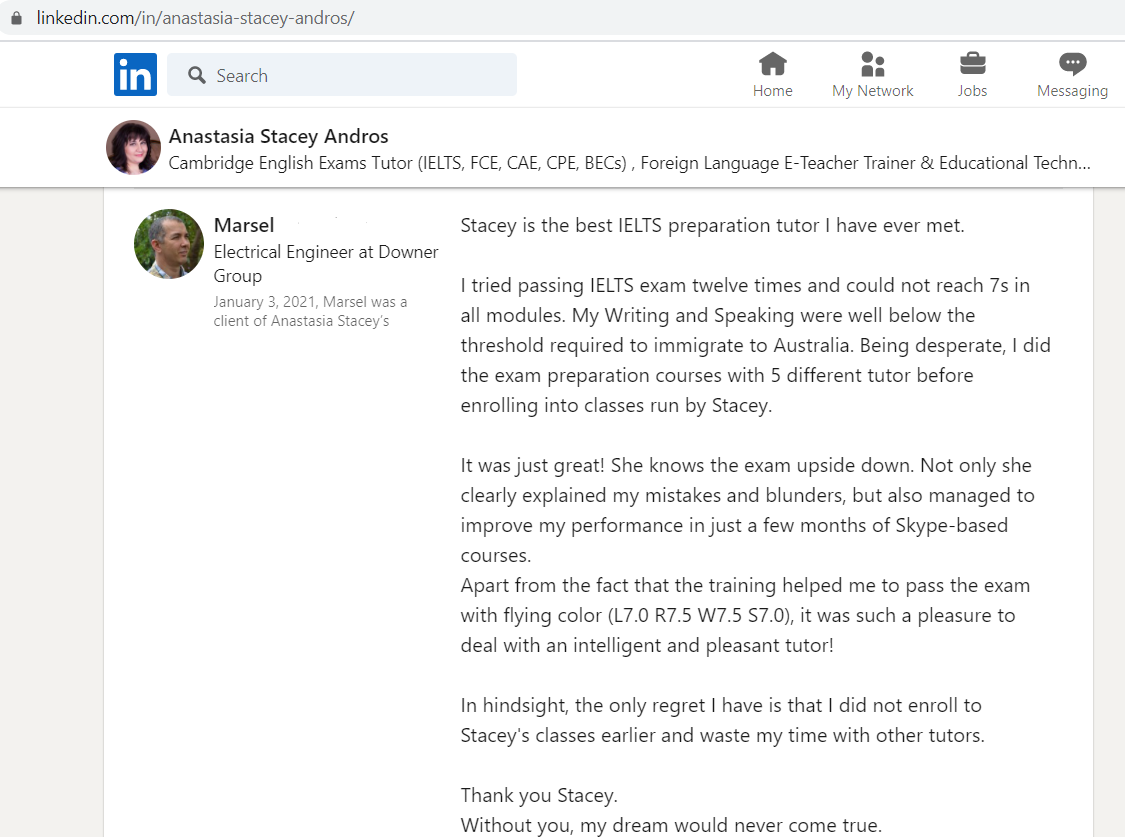 Отзыв Марселя - доки сохранились для 12 попыток, но вообще было 13 - пока он готовился к IELTS c директором EnglishLab.Net, то секретно ешё дополнительно, не говоря ничего преподавателю, сходил (неудачно) на экзамен. То есть всего было 12 неудачных попыток и  последняя, 13, удачная. 