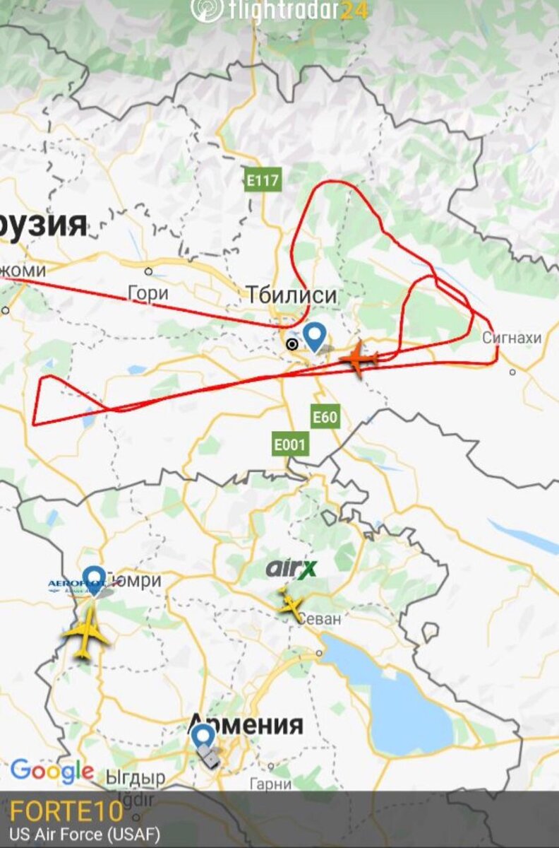 29 октября 2020 г. Траектория полета стратегического разведывательного БПЛА RQ-4 Global Hawk ВВС США