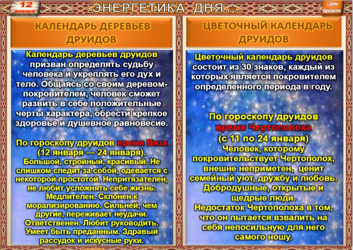 12 января- все праздники дня во всех календарях. Традиции, приметы, обычаи  и ритуалы дня. | Сергей Чарковский Все праздники | Дзен