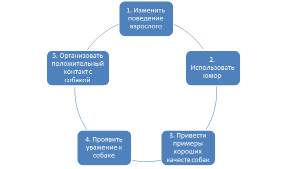 Последовательность изменения установок ребенка в отношении собак