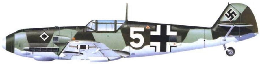 Немецкий истребитель Messerschmitt Bf.109E. В 41-м сложилась интересная ситуация, когда с обеих сторон принимали участие в боях одинаковые истребители. Но югославские проиграли.