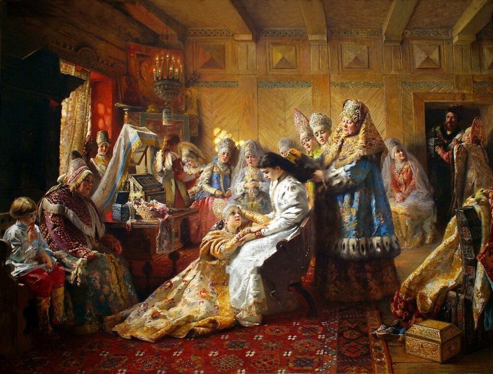 "Перед свадьбой", худ.К. Маковский, 1885 г. 