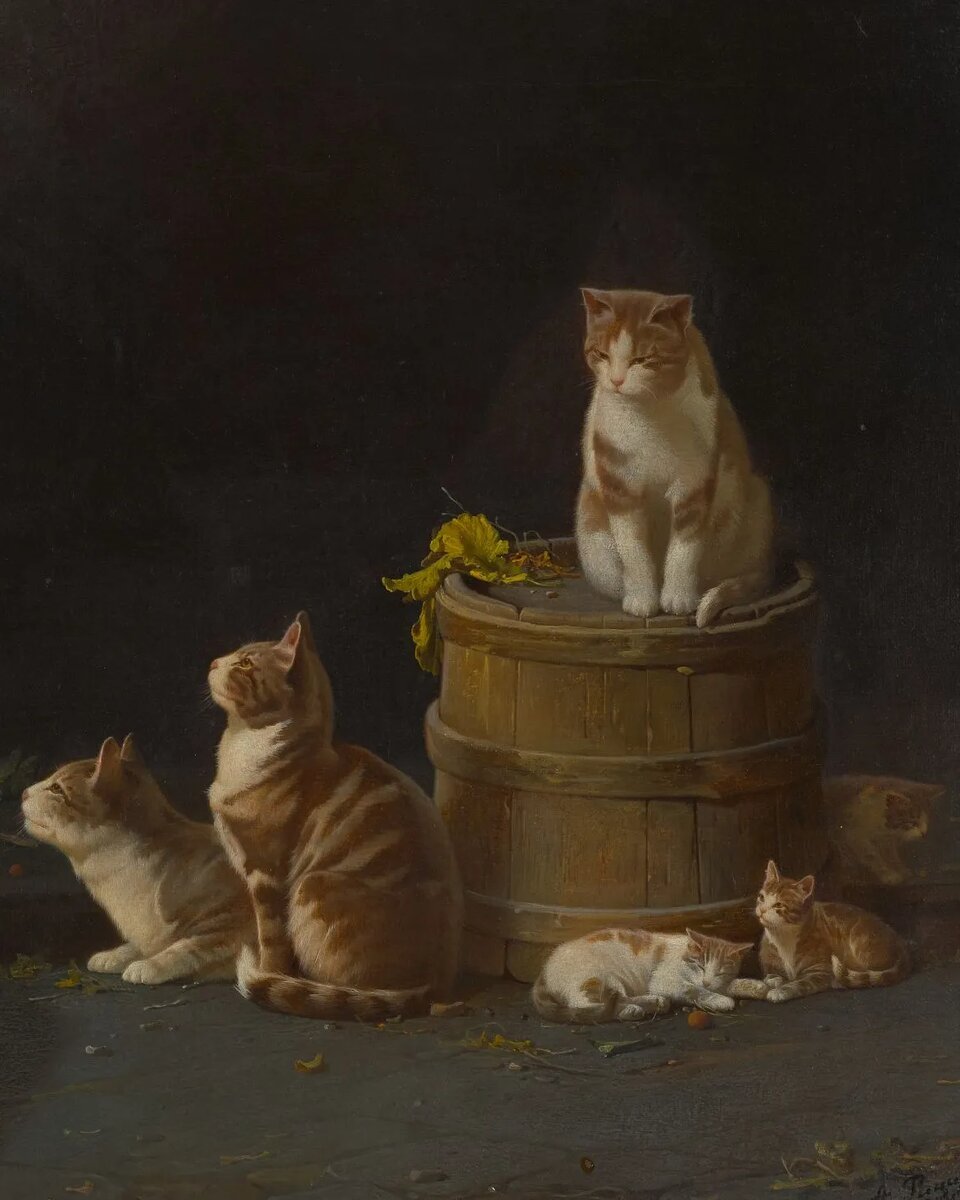 Александр Риццони. Кошки (фрагмент). 1889. Государственная Третьяковская галерея, Москва