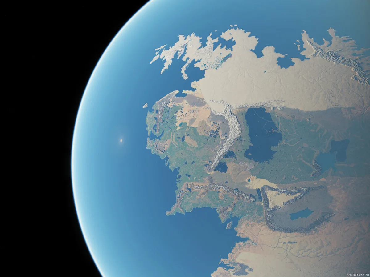 Арда во Вторую эпоху. Условный вид из космоса.