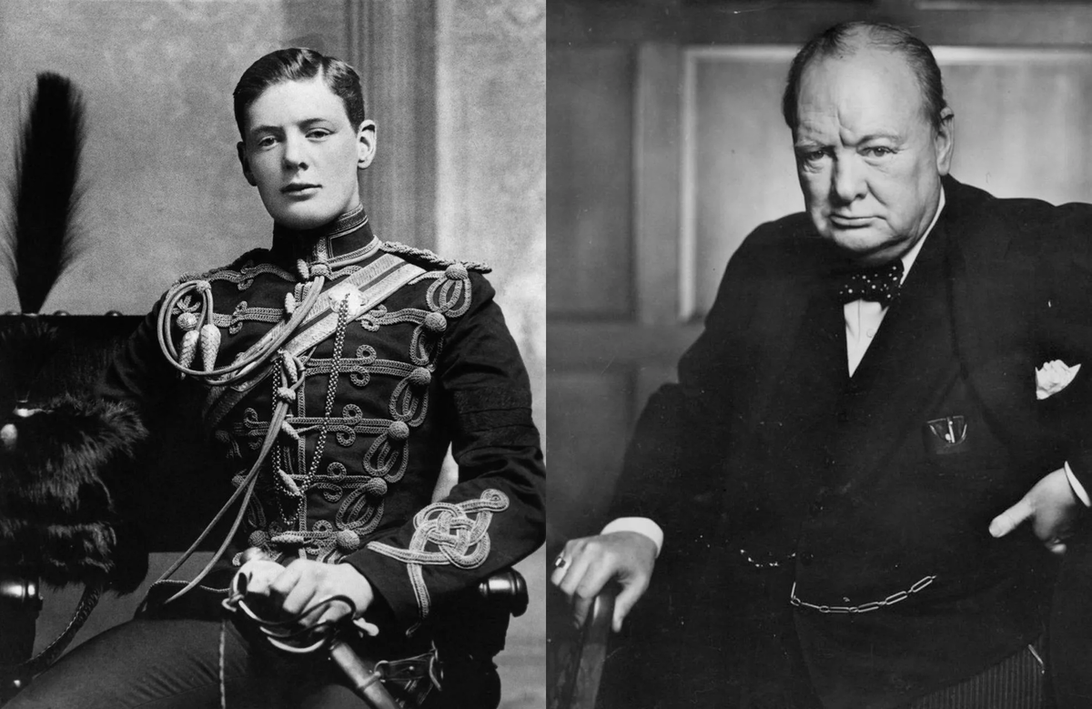 Уинстон Черчилль во время службы в Индии и во время Второй мировой войны.