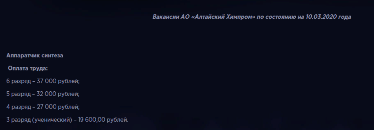 Вакансии Химзавода