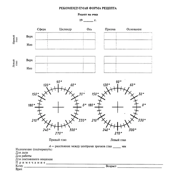 Образец рецепт на очки