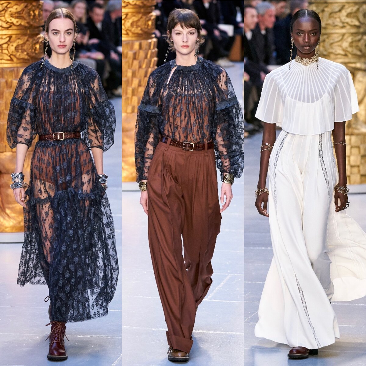 В коллекции Chloe FALL’20 RTW упор сделан на семидесятые, и вдохновлена она творческими женщинам, хотя дух свободы здесь гораздо сильнее, чем дух творчества, на мой взгляд.