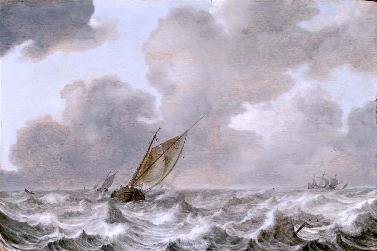 Ян Порселлис «Парусник в лёгкий бриз» (1629)