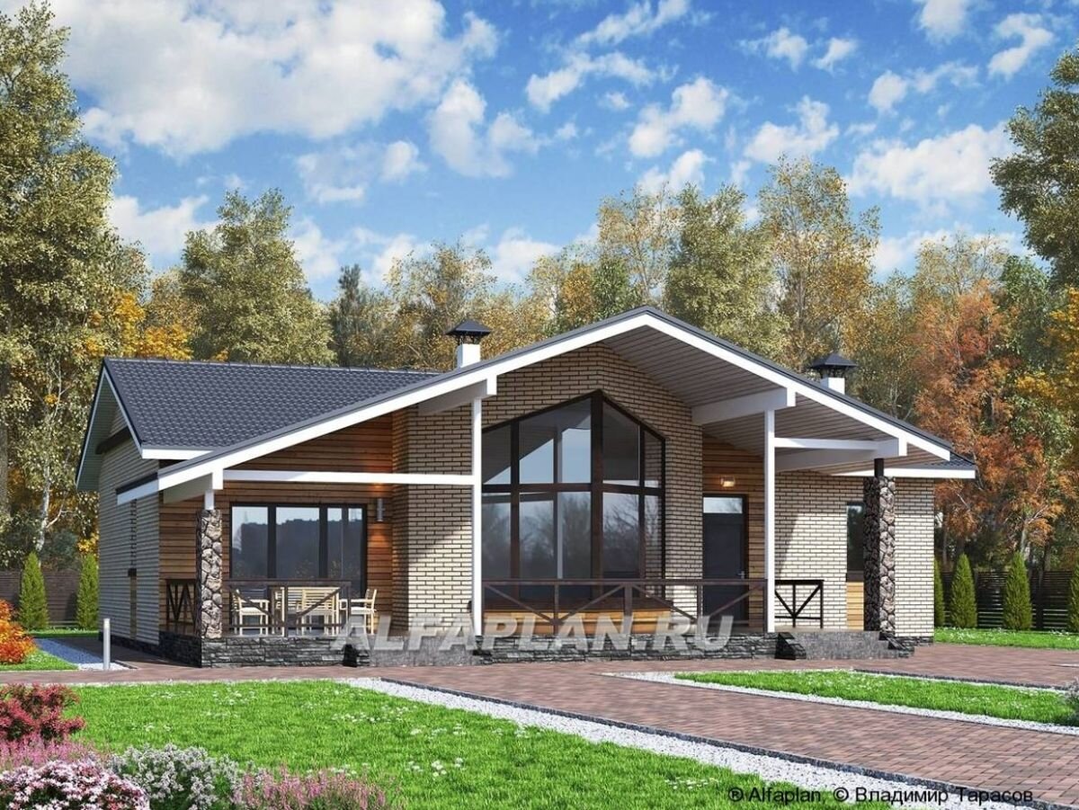 НА СЛАЙД-ШОУ 4 ФОТО: Проект одноэтажного дома "Вектор" 725А, прямой вариант планировки