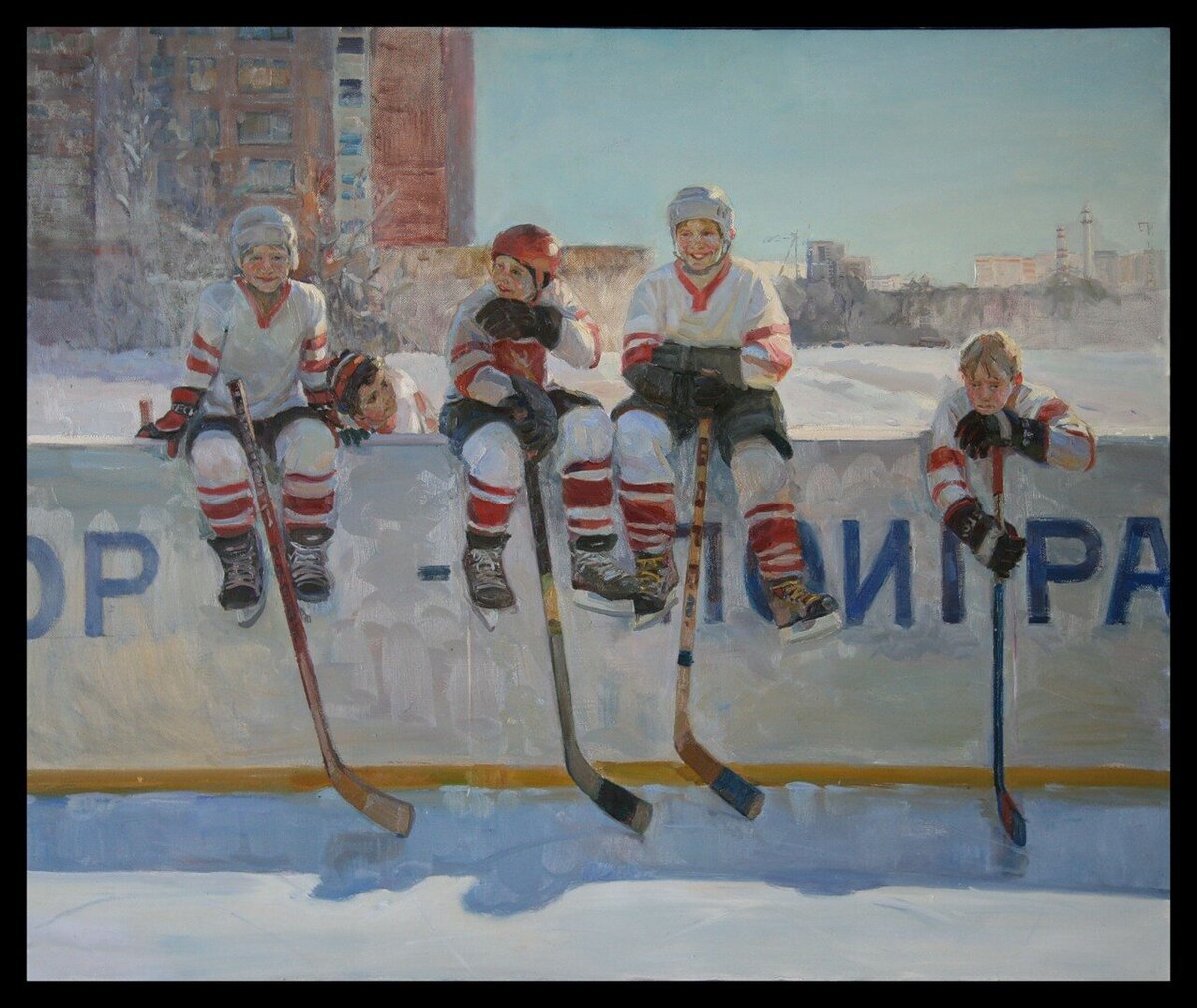 "Будущие олимпийцы" (художник - Дарья Киселева) - 2 вариант, где больше хоккеистов