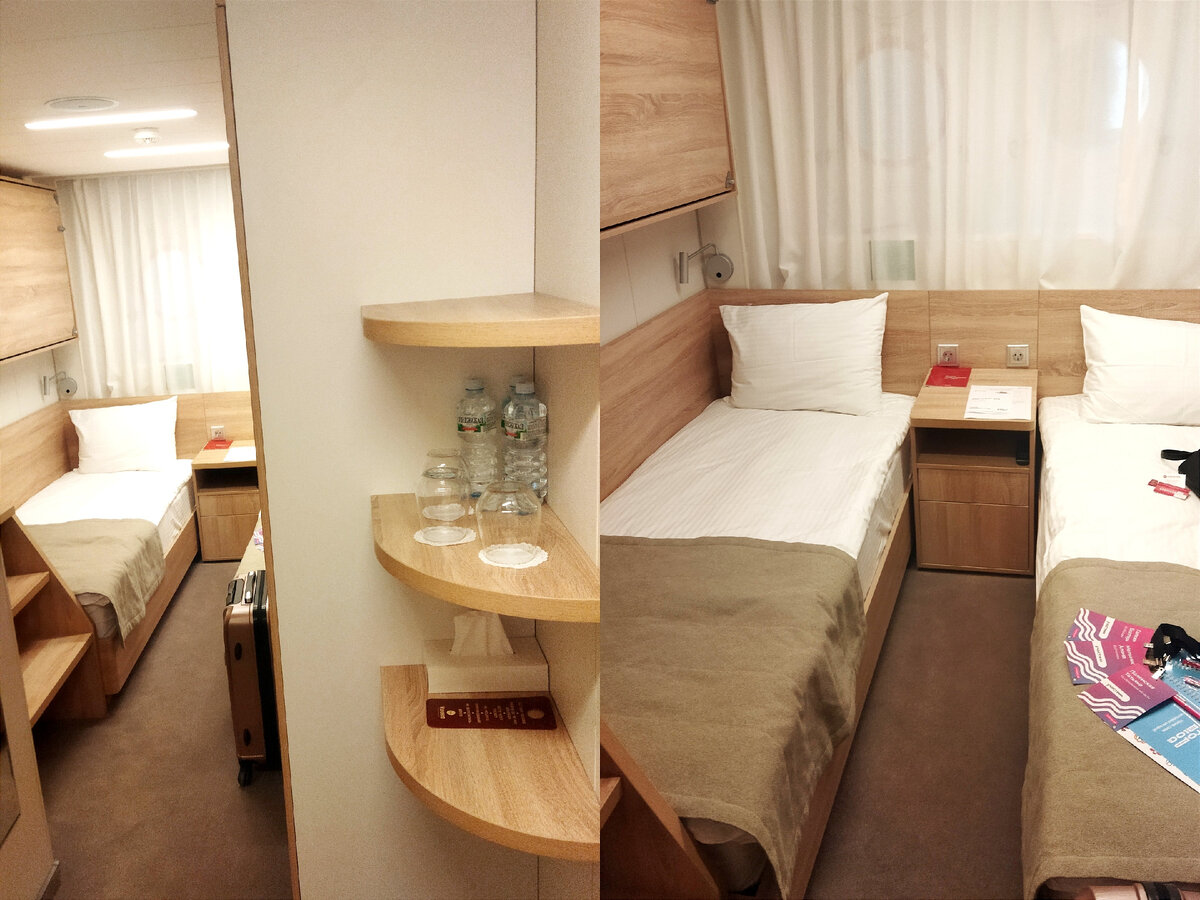 Вид трехместной каюты изнутри