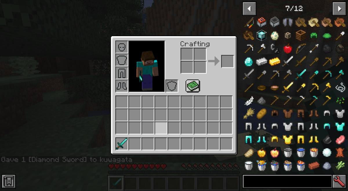 Примеры отображения меню JEI (Первый скриншот) и информации о дропе алмазов из сундуков (Второй скриншот)