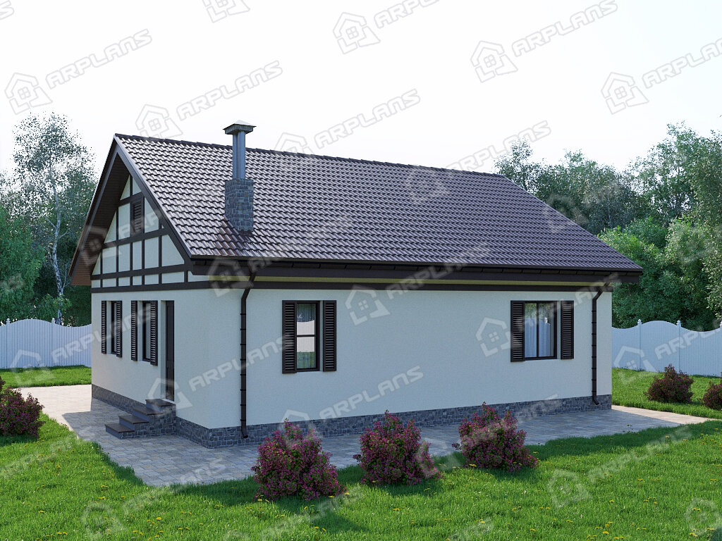 Фото 2 одноэтажного дома из газобетона с 3 спальнями и газовой котельной. 90 кв м. Источник arplans.ru Проект К-161