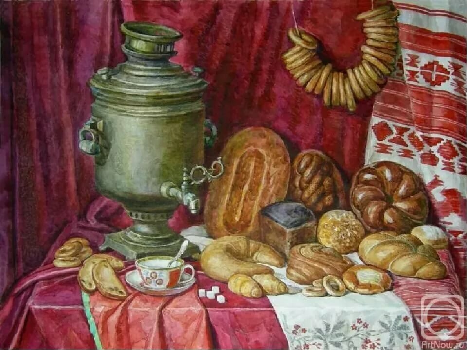 Баранки на самоваре рисунок