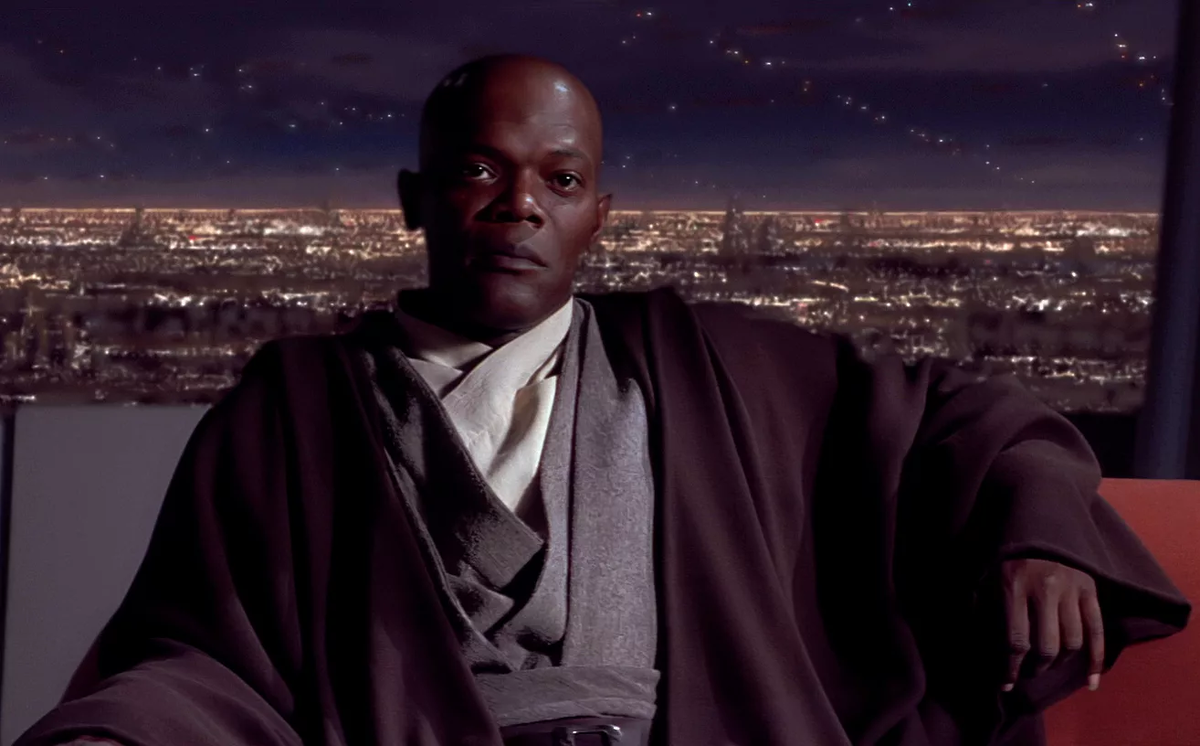 Mace windu. Сэмюэль Джексон Звездные войны. Мейс винду Звездные войны. Мейс винду эпизод 1. Сэмюэл Джексон Звездные войны кадры.