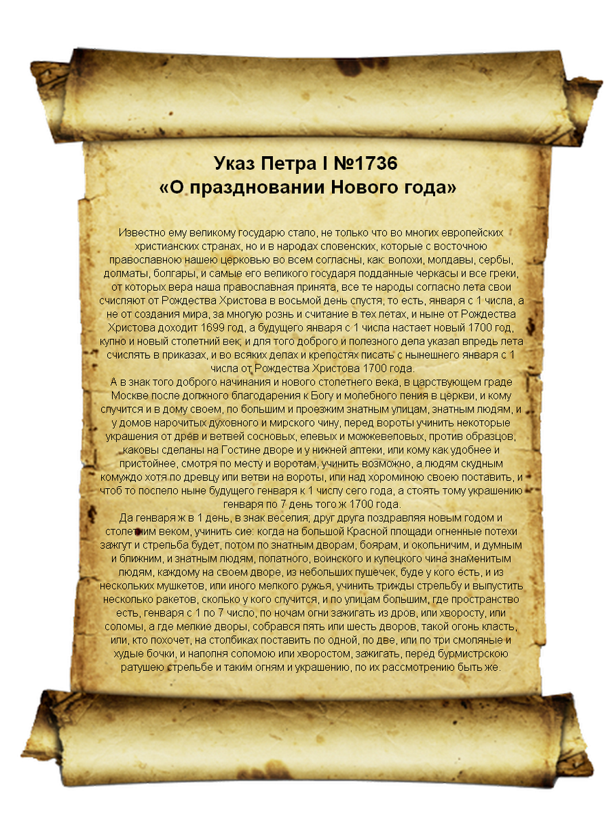 Указ петра первого о новом году. Указ Петра 1736 о праздновании нового года. Указ о праздновании нового года при Петре 1. Указ Петра 1 про новый год текст