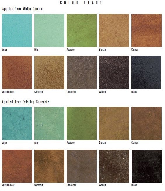 палитра кислотных красителей для бетона