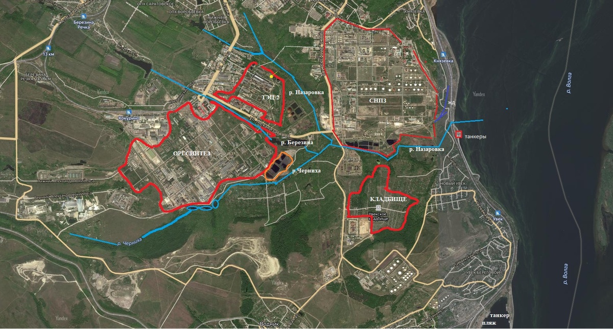 Пункты отбора проб воды.