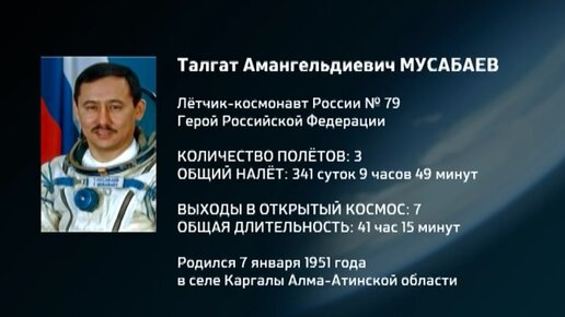 Энциклопедия космонавтов. Талгат Мусабаев