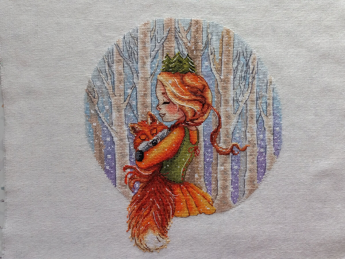 Вышивка по схеме "Лесная принцесса" с бэкстичем