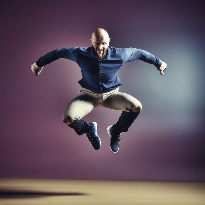 Фотография человека, выполняющего прыжки на месте с поднятыми коленями.