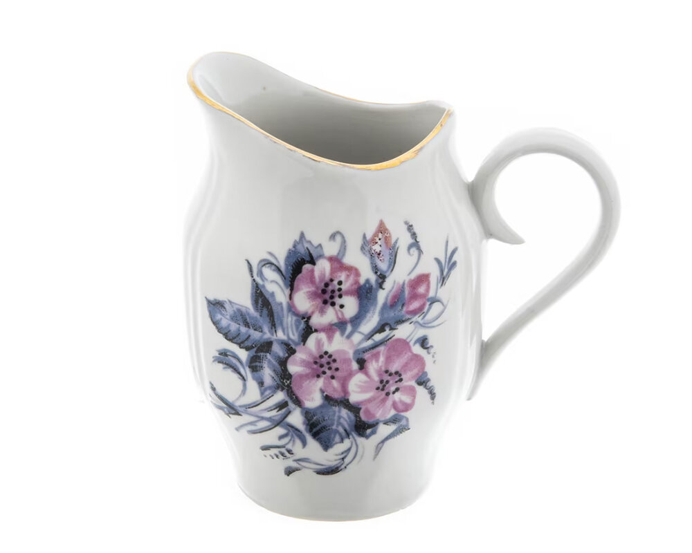 Молочник с цветочным декором. 1976-1986 гг., Синельниковский фарфоровый завод