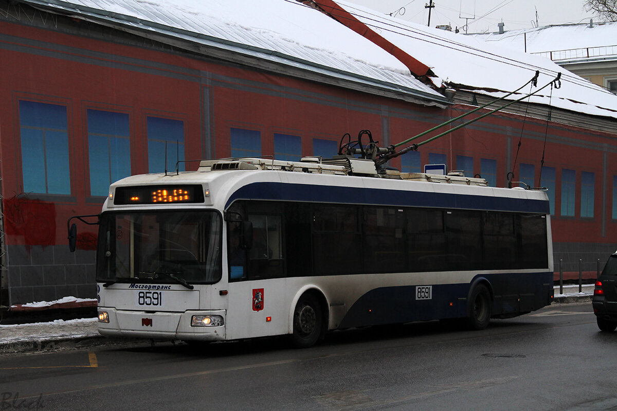 Троллейбус АКСМ-321 № 8591, Варшавское шоссе. 17 декабря 2016 года, автор Black