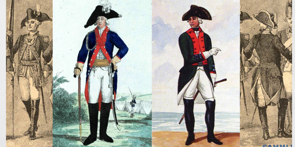 Форма офицеров  1786-1796 г.г.                                                            Форма офицеров 1796-1801г.г.