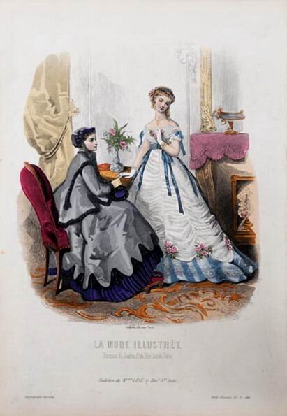 Платье для прогулок и бальное платье, 1867 год