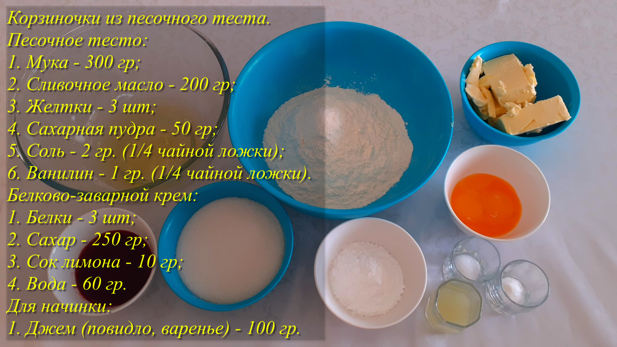 Корзинки с ягодной начинкой и белковым кремом