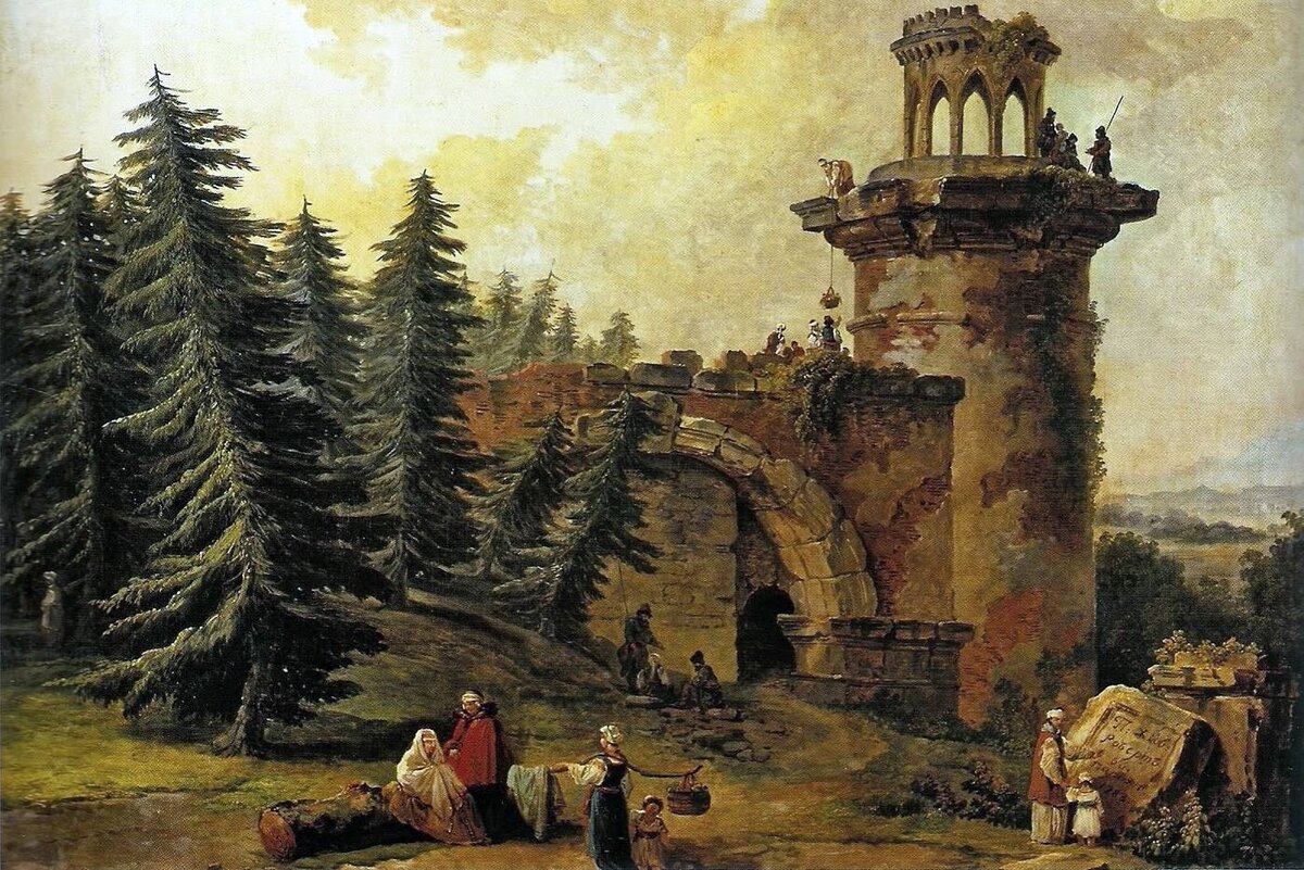 Башня-Руина в Екатерининском парке царского села. Робер, Гюбер. 1733-1808 Башня-Руина в Царском селе. 1. Робер Гюбер башня руины. Юбер Робер Царское село.