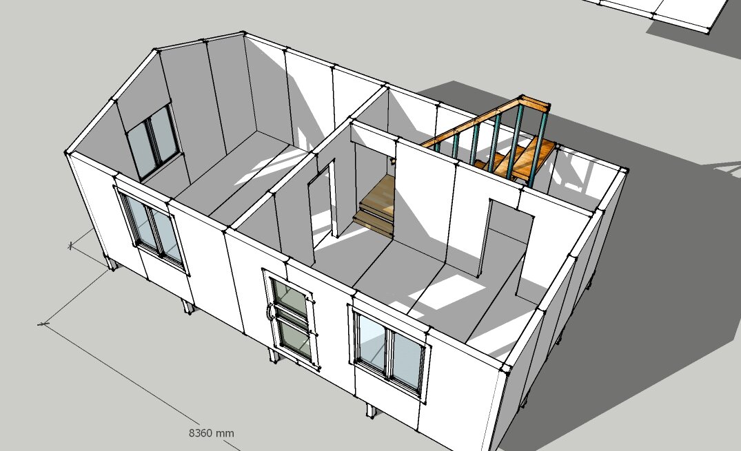 Объемный вид дома площадью 63 кв.м.