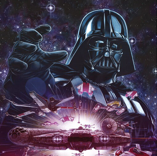 Фрагмент обложки комикса "Vader Down/ Крушение Вейдера" (Marvel), илл. Сальвадор Ларрока