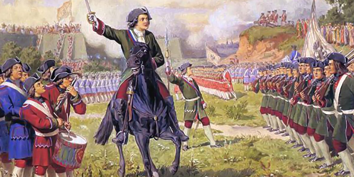 Картина А. Кившенко. Военные игры потешных войск Петра I под селом Кожухово. 1882 год