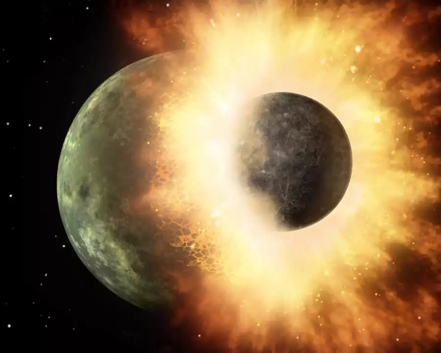 Художественное изображение столкновения Тейи и Земли  Иллюстрация NASA/JPL по лицензии Creative Commons