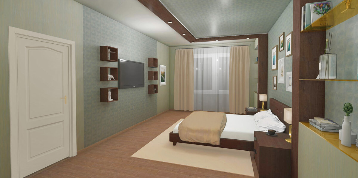 3d-визуализация спальни с серией обоев KERAMA MARAZZI