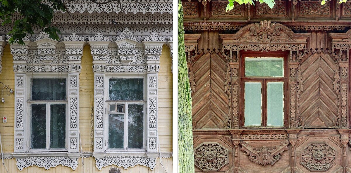 Наличники Злынки и Суздаля. Фото: Иван Хафизов / instagram.com/nalichniki/
