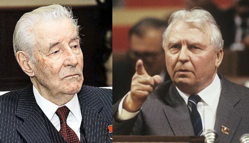 М.С. Соломенцев (слева) и Е.К. Лигачёв (здравствует и поныне) – инициаторы антиалкогольной кампании в СССР 1985-1988 годов, на которых Горбачёв попытался переложить ответственность