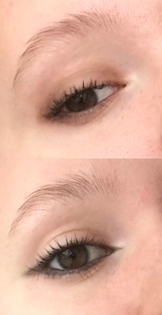 Два крайне простых варианта, первый с тенями для бровей, второй с обычными черными.