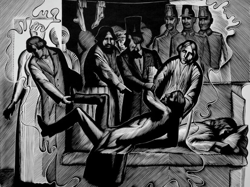 Станислав Косенков. Бред Раскольникова (фрагмент). Иллюстрация к роману Федора Достоевского «Преступление и наказание». 1971. Государственный музейно-выставочный центр «РОСИЗО», Москва