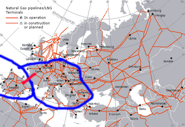 газопроводы Европы